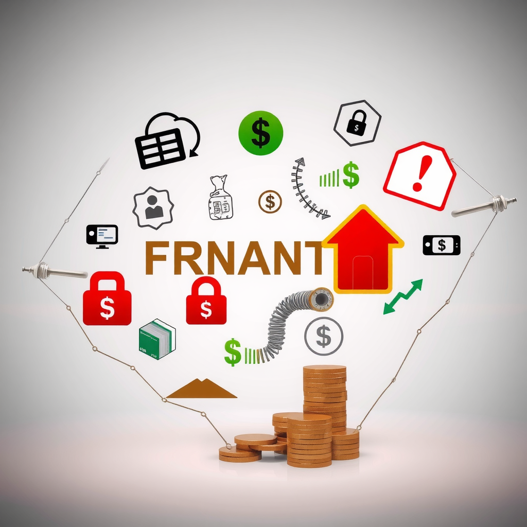 Conceptual image of financial safety net with diversified portfolio elements, emergency fund symbols, and risk management frameworks representing economic stability